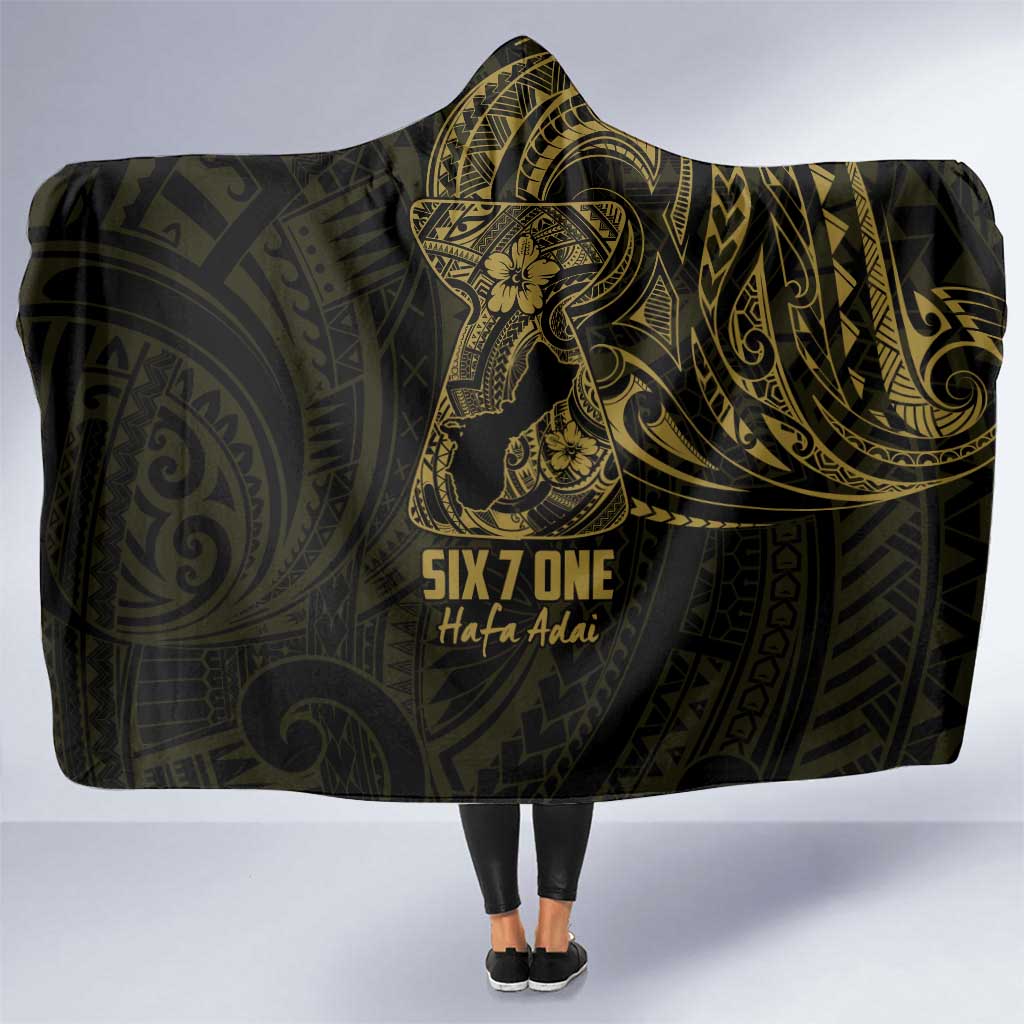 Gold Guam Latte Stone Tribal Tattoo Hooded Blanket Hafa Adai Six 7 One