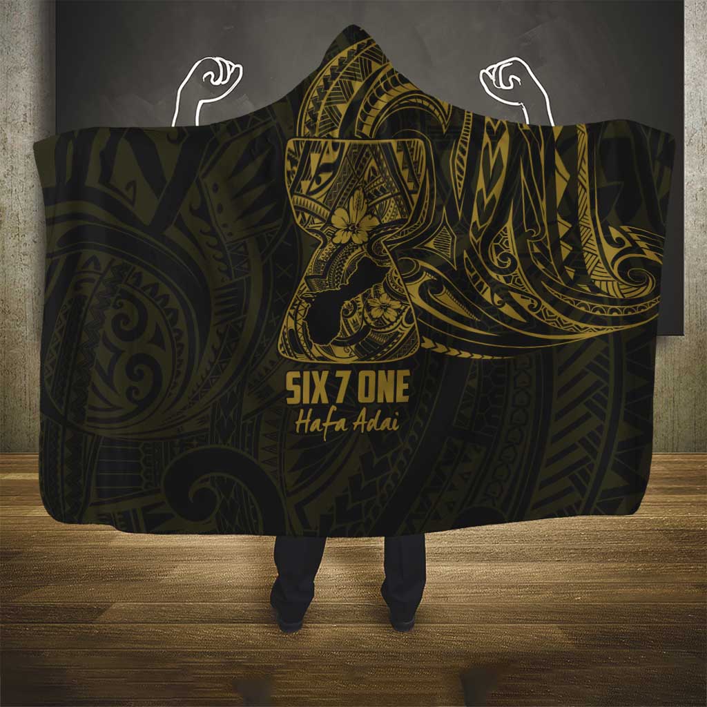 Gold Guam Latte Stone Tribal Tattoo Hooded Blanket Hafa Adai Six 7 One