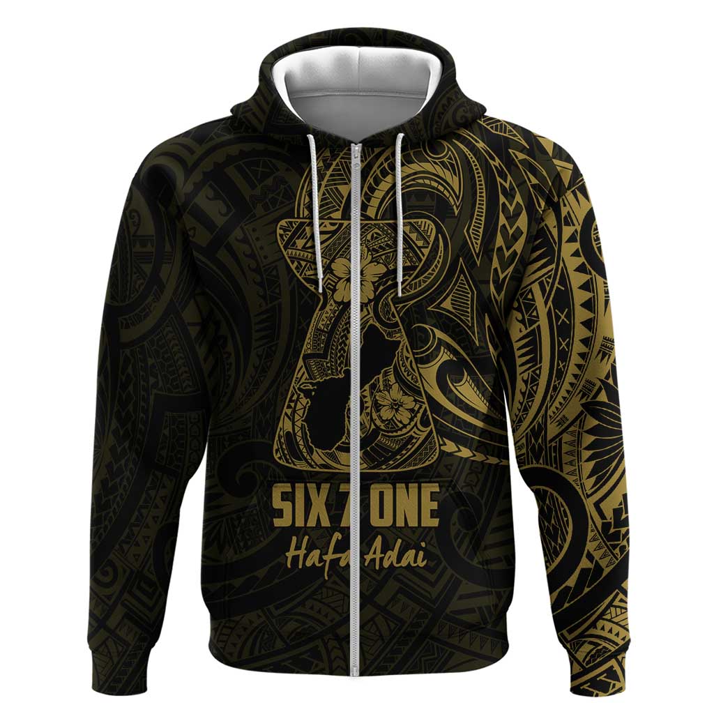 Gold Guam Latte Stone Tribal Tattoo Hoodie Hafa Adai Six 7 One