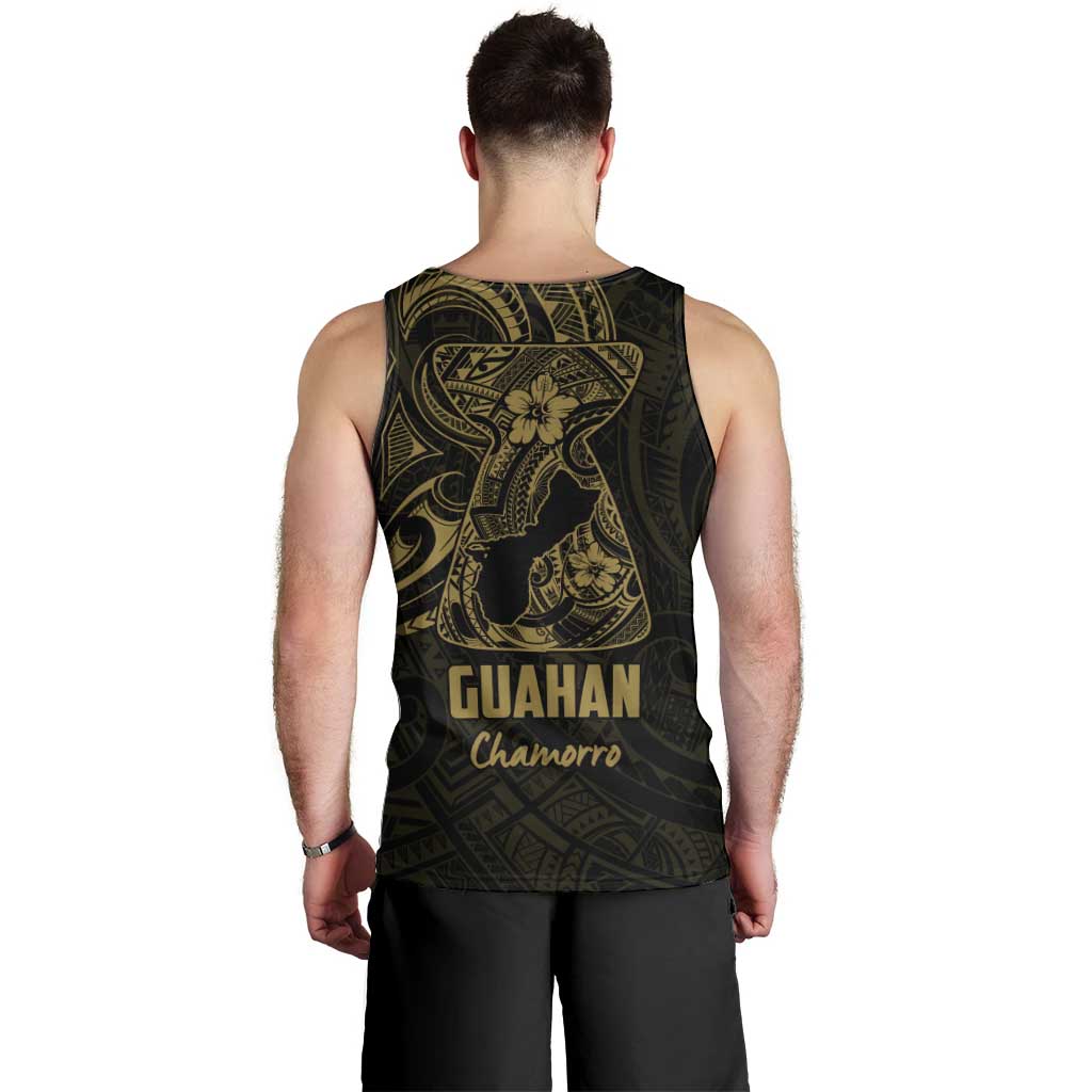 Gold Guam Latte Stone Tribal Tattoo Men Tank Top Hafa Adai Six 7 One