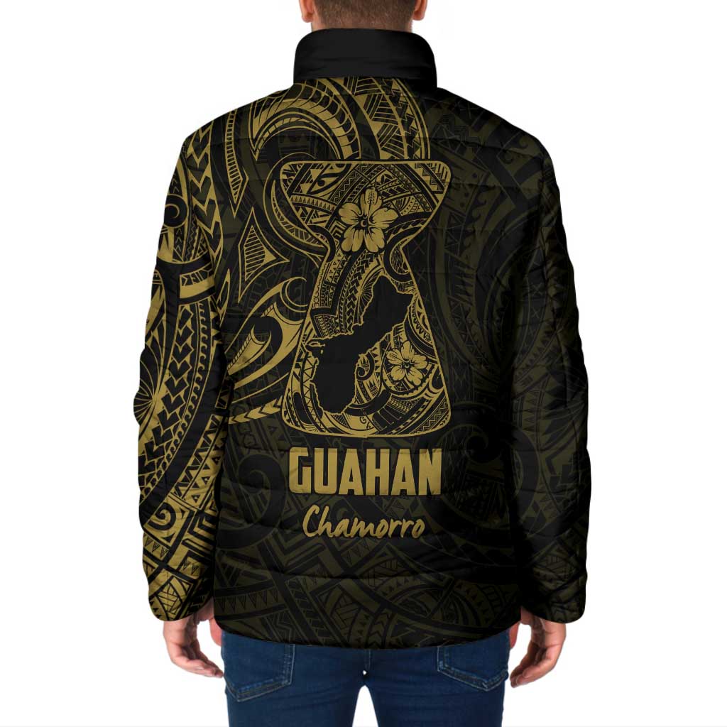 Gold Guam Latte Stone Tribal Tattoo Padded Jacket Hafa Adai Six 7 One - Polynesian Pride