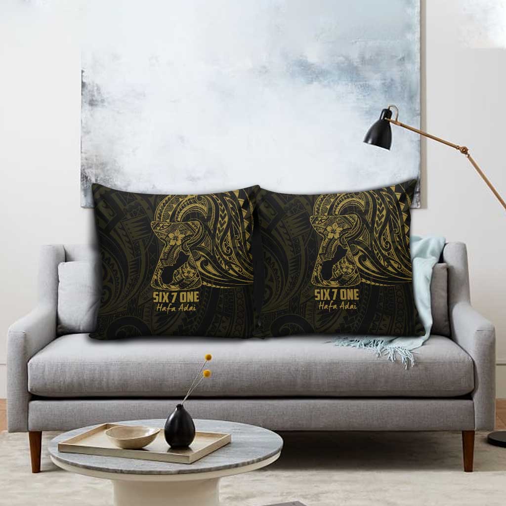 Gold Guam Latte Stone Tribal Tattoo Pillow Cover Hafa Adai Six 7 One - Polynesian Pride