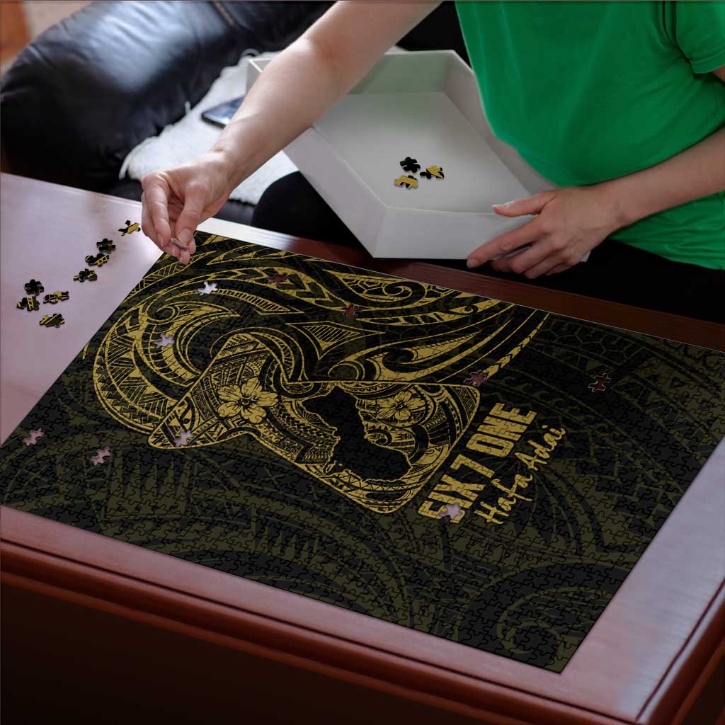 Gold Guam Latte Stone Tribal Tattoo Puzzle Hafa Adai Six 7 One - Polynesian Pride