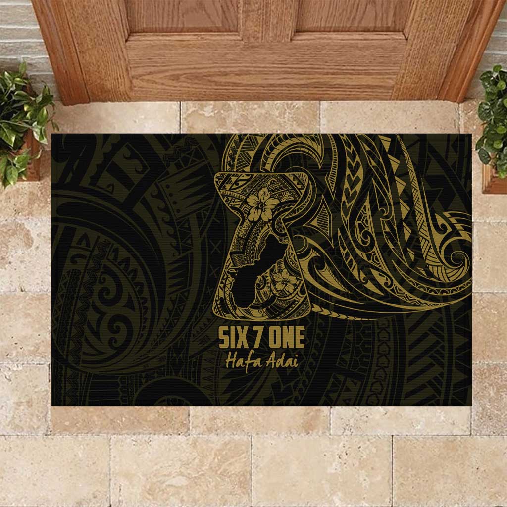 Gold Guam Latte Stone Tribal Tattoo Rubber Doormat Hafa Adai Six 7 One