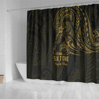 Gold Guam Latte Stone Tribal Tattoo Shower Curtain Hafa Adai Six 7 One