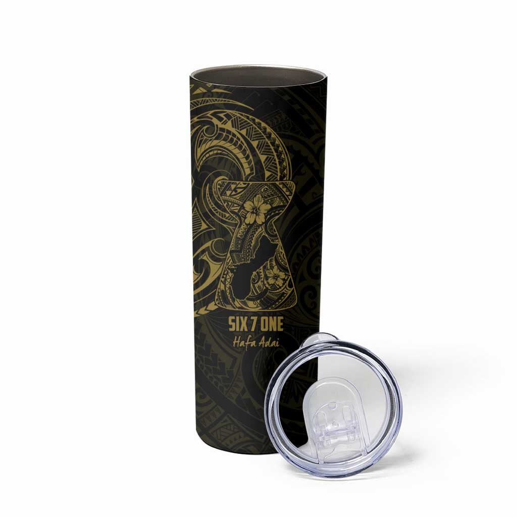 Gold Guam Latte Stone Tribal Tattoo Skinny Tumbler Hafa Adai Six 7 One