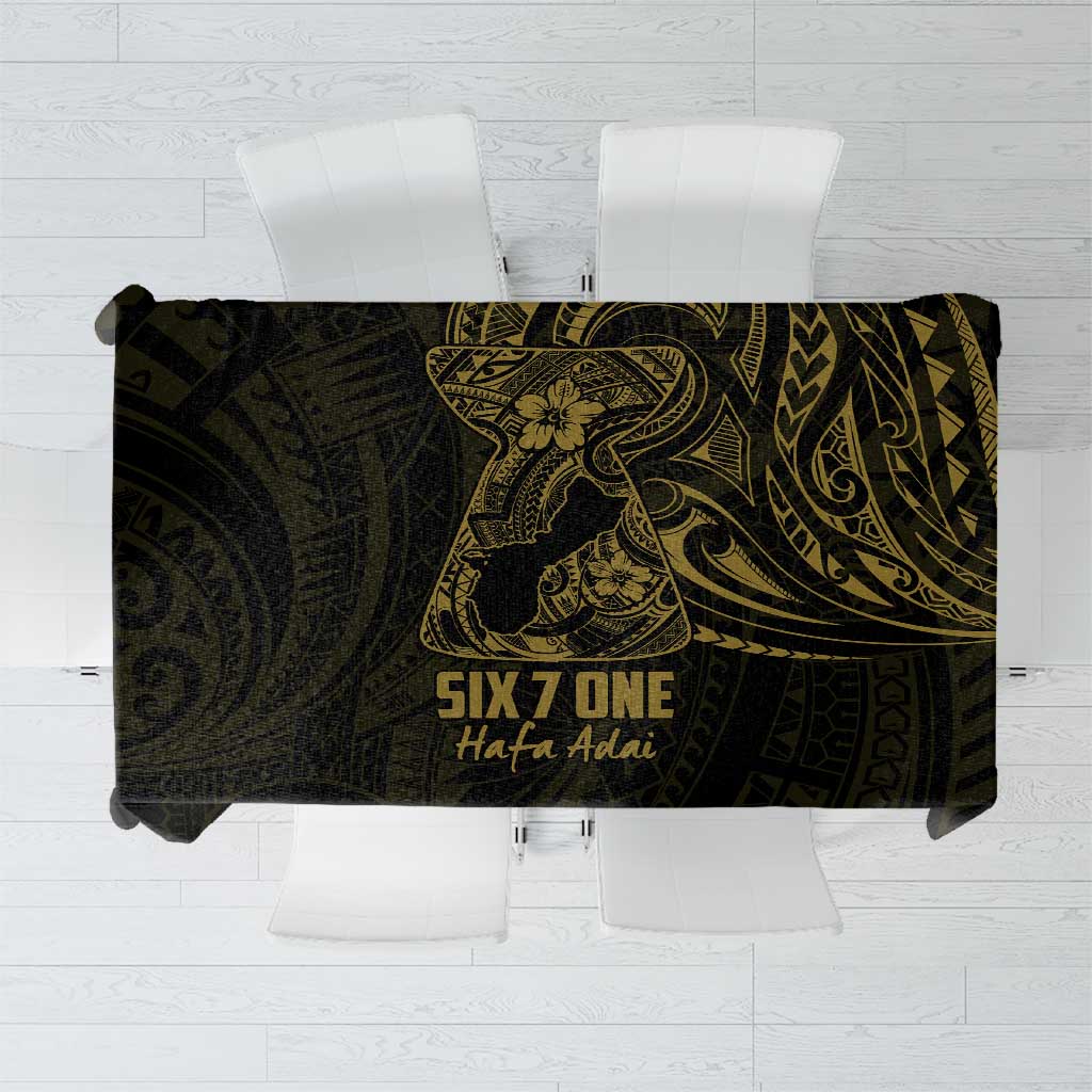 Gold Guam Latte Stone Tribal Tattoo Tablecloth Hafa Adai Six 7 One