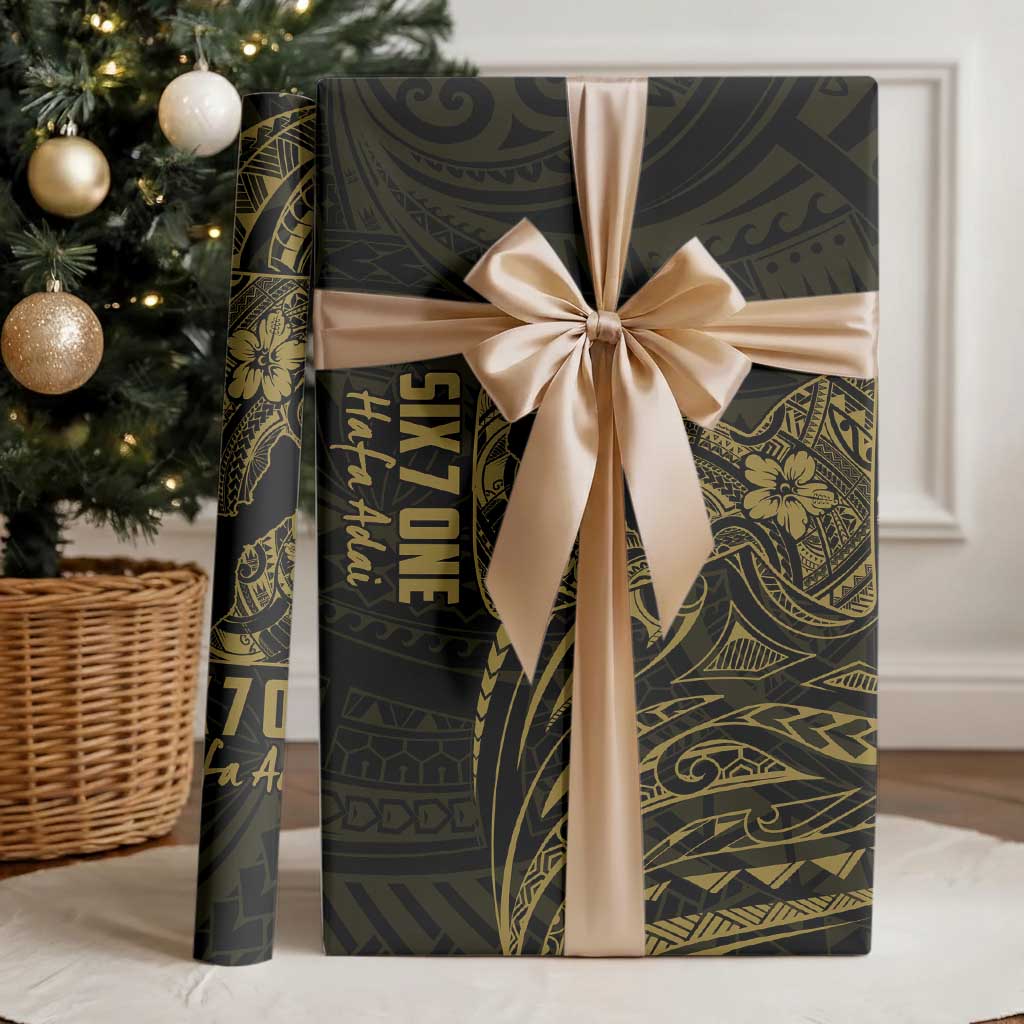 Gold Guam Latte Stone Tribal Tattoo Wrapping Paper Hafa Adai Six 7 One - Polynesian Pride