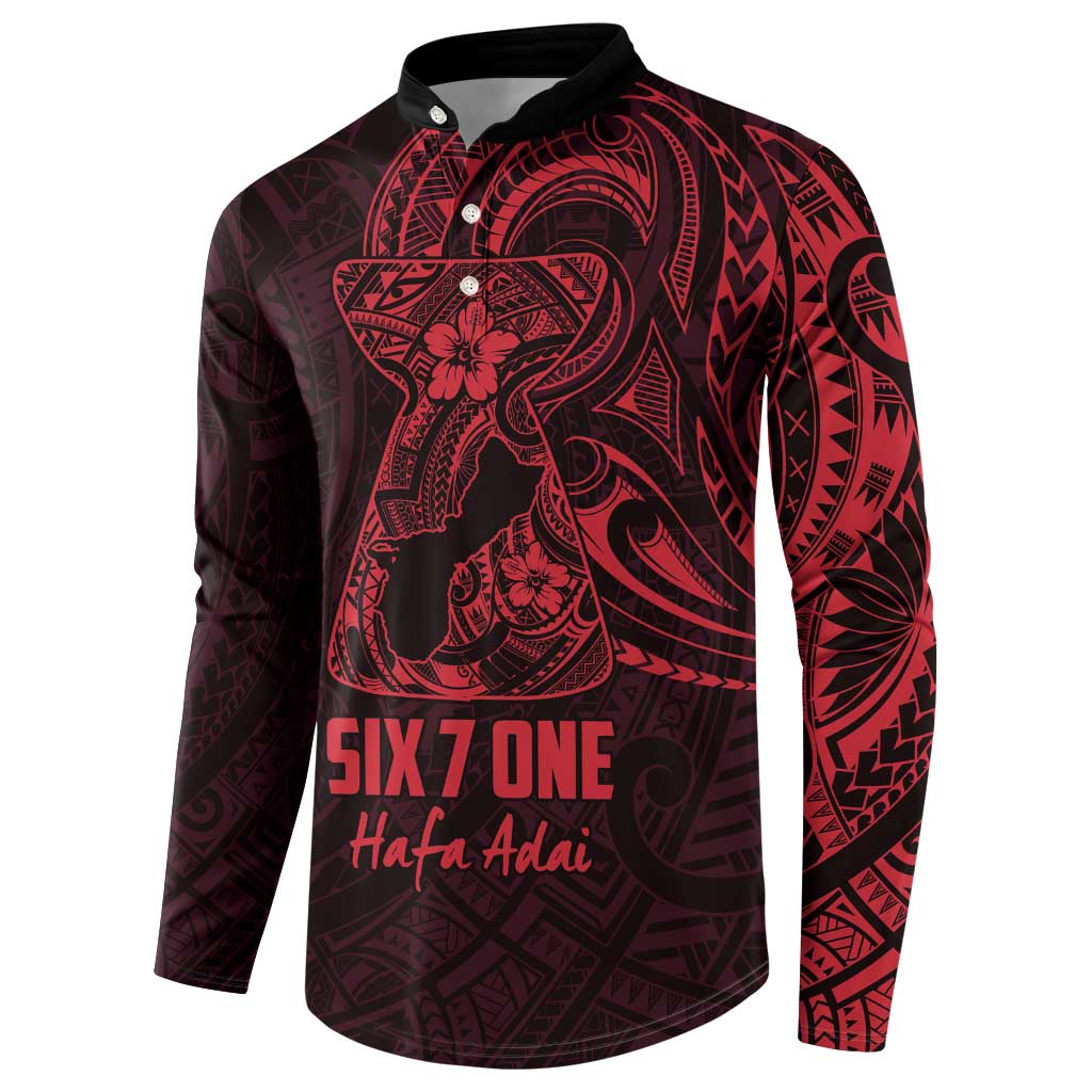 Oxblood Guam Latte Stone Tribal Tattoo Button Sweatshirt Hafa Adai Six 7 One