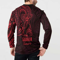 Oxblood Guam Latte Stone Tribal Tattoo Button Sweatshirt Hafa Adai Six 7 One