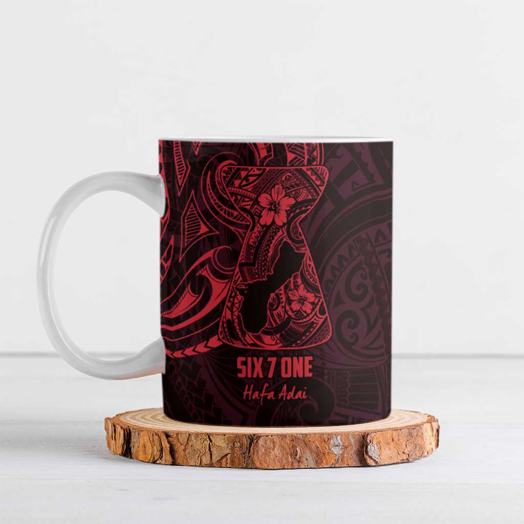 Oxblood Guam Latte Stone Tribal Tattoo Ceramic Mug Hafa Adai Six 7 One - Polynesian Pride
