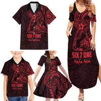 Oxblood Guam Latte Stone Tribal Tattoo Family Matching Summer Maxi Dress and Hawaiian Shirt Hafa Adai Six 7 One
