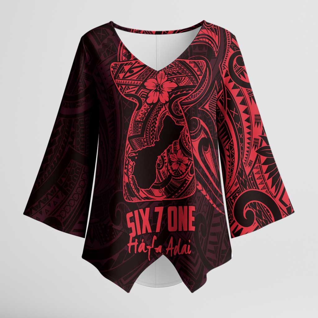 Oxblood Guam Latte Stone Tribal Tattoo Kimono Sleeve Blouse Hafa Adai Six 7 One - Polynesian Pride