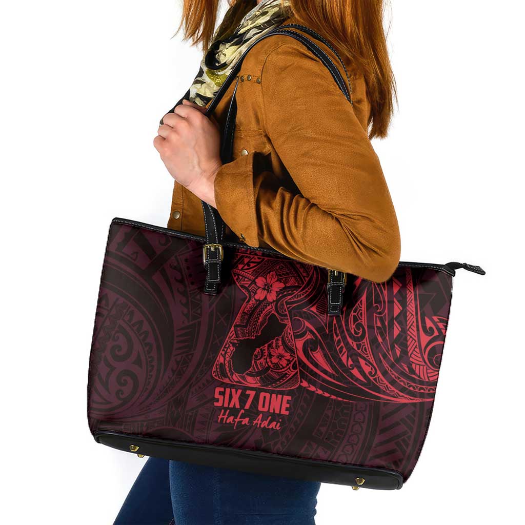 Oxblood Guam Latte Stone Tribal Tattoo Leather Tote Bag Hafa Adai Six 7 One