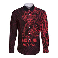 Oxblood Guam Latte Stone Tribal Tattoo Long Sleeve Button Shirt Hafa Adai Six 7 One