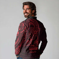 Oxblood Guam Latte Stone Tribal Tattoo Long Sleeve Polo Shirt Hafa Adai Six 7 One