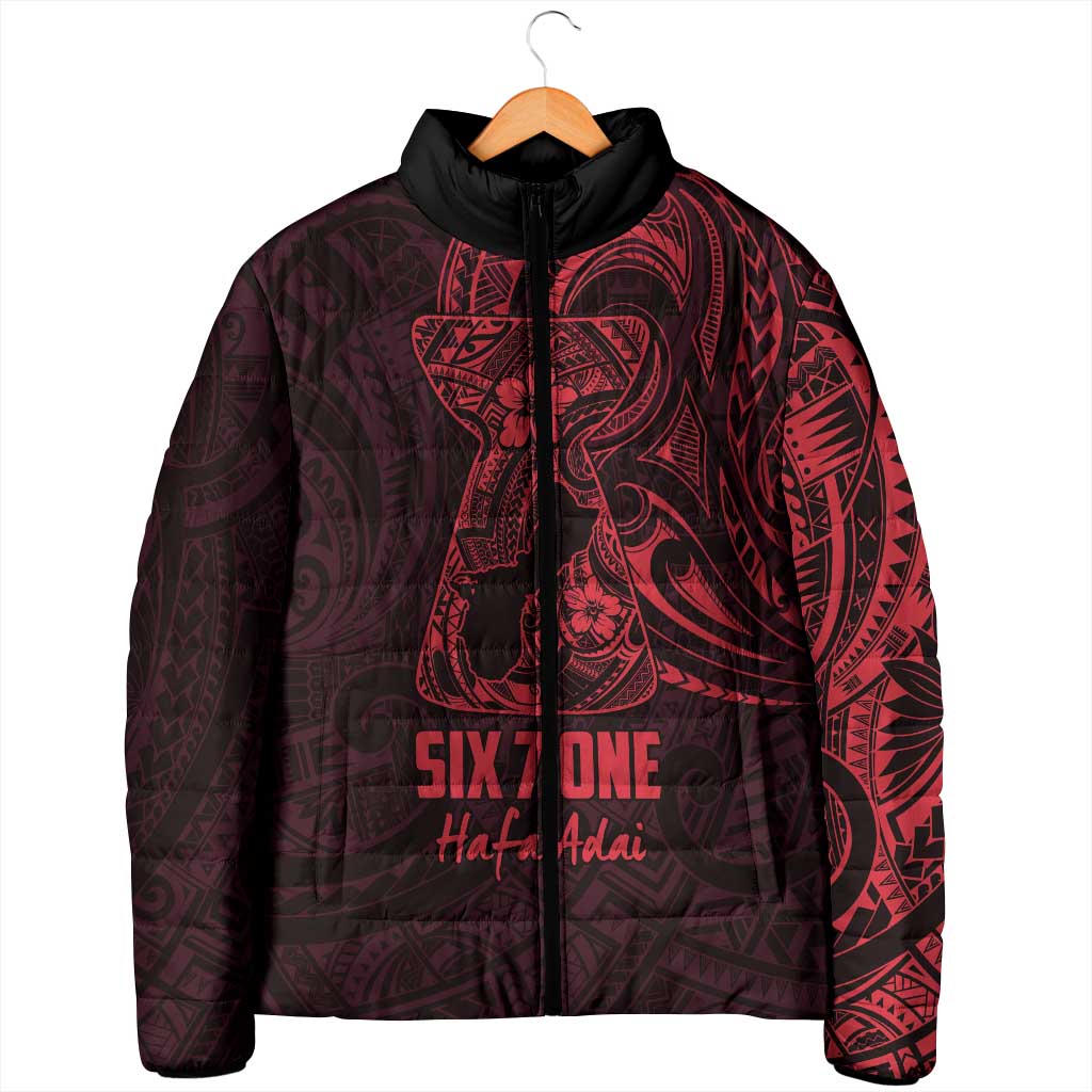 Oxblood Guam Latte Stone Tribal Tattoo Padded Jacket Hafa Adai Six 7 One - Polynesian Pride
