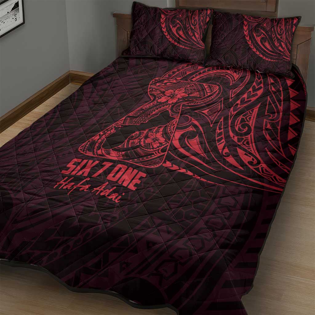 Oxblood Guam Latte Stone Tribal Tattoo Quilt Bed Set Hafa Adai Six 7 One