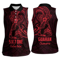 Oxblood Guam Latte Stone Tribal Tattoo Women Sleeveless Polo Shirt Hafa Adai Six 7 One