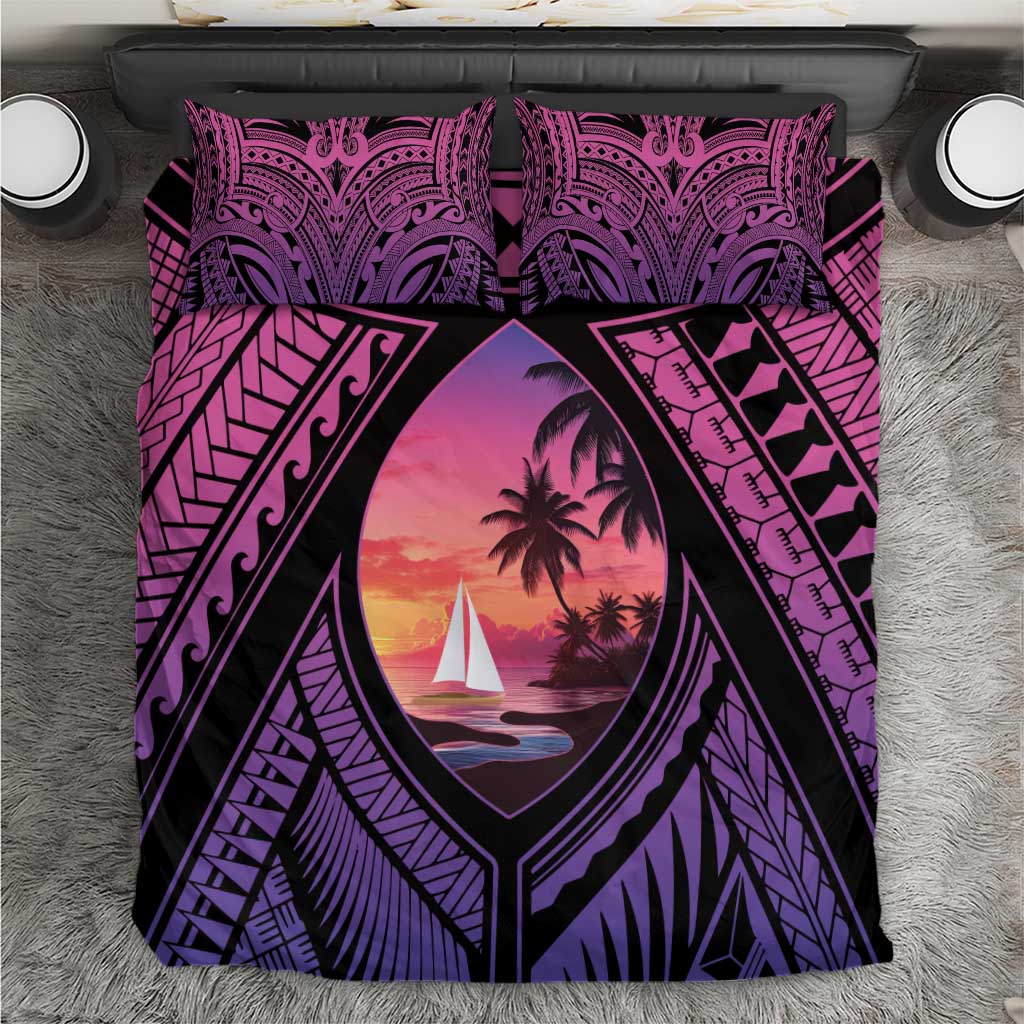 Guam Chamorro Artsy Bedding Set Guahan Sunset Beach