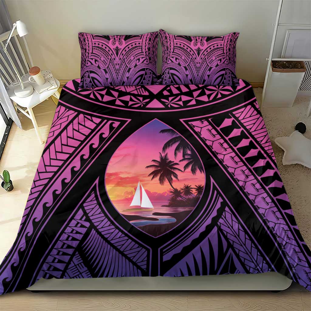 Guam Chamorro Artsy Bedding Set Guahan Sunset Beach
