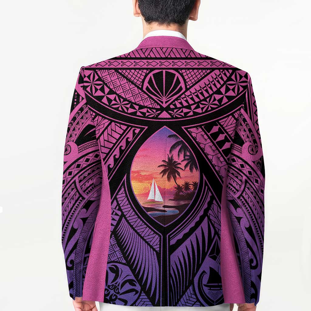 Guam Chamorro Artsy Blazer Guahan Sunset Beach - Polynesian Pride