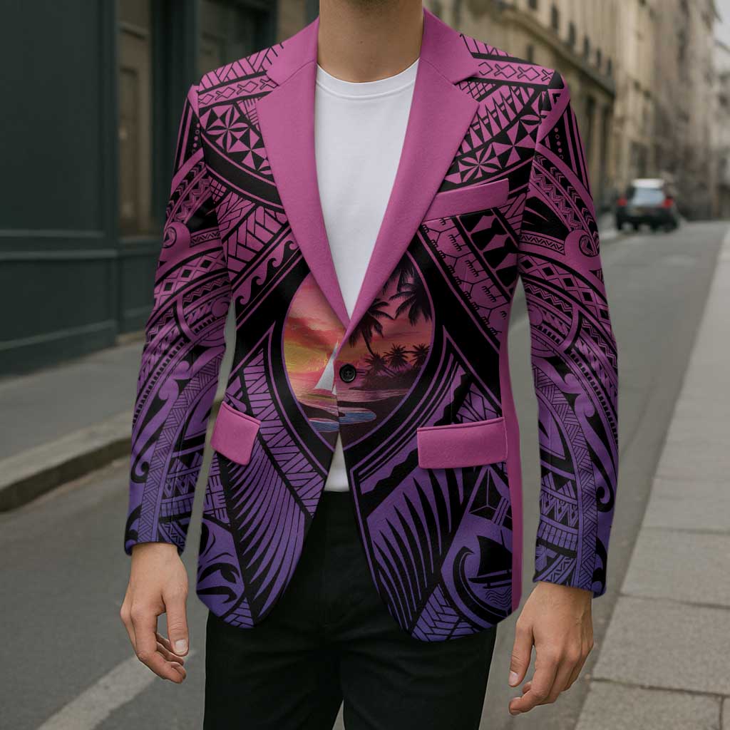 Guam Chamorro Artsy Blazer Guahan Sunset Beach - Polynesian Pride