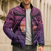 Guam Chamorro Artsy Bomber Puffer Jacket Guahan Sunset Beach - Polynesian Pride