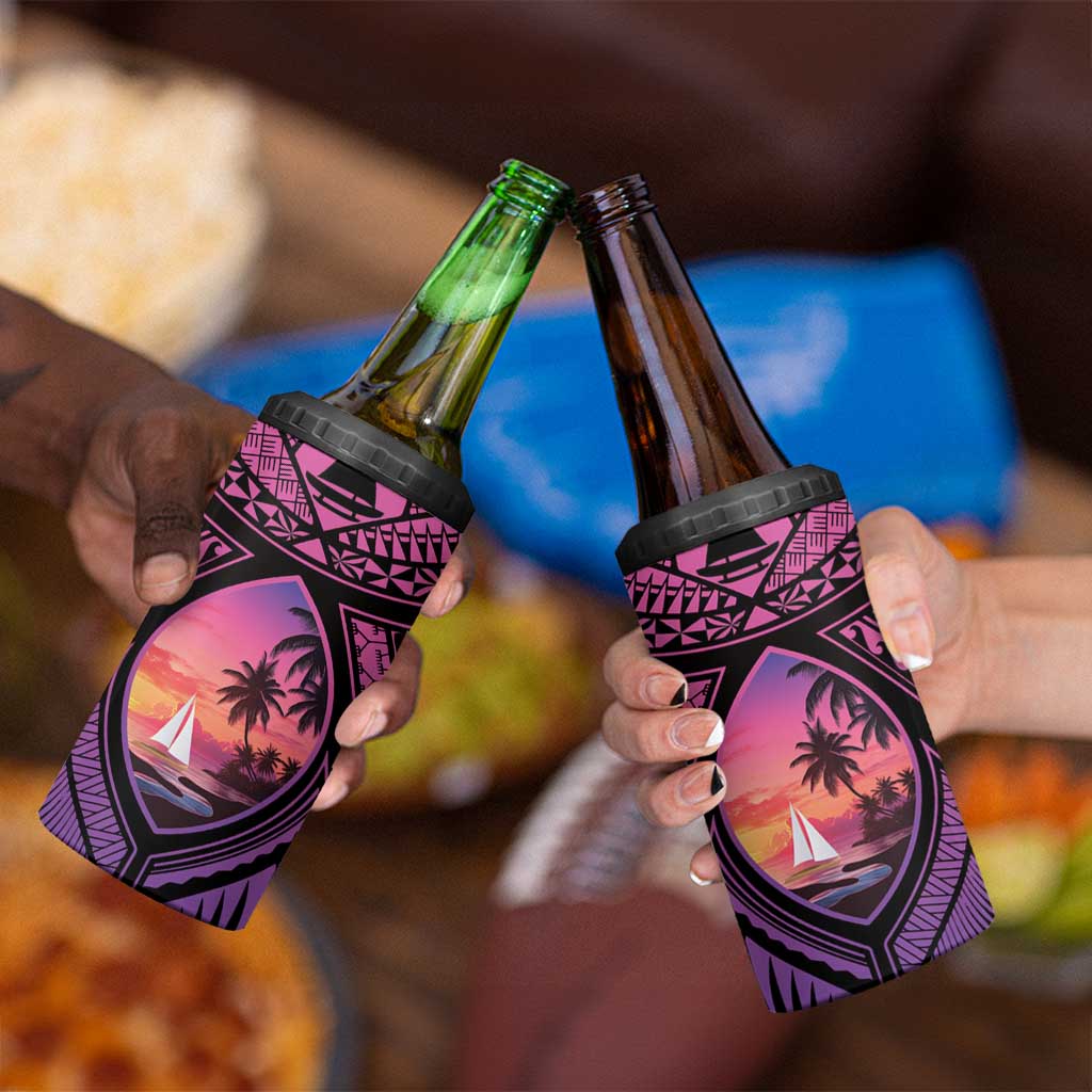 Guam Chamorro Artsy 4 in 1 Can Cooler Tumbler Guahan Sunset Beach