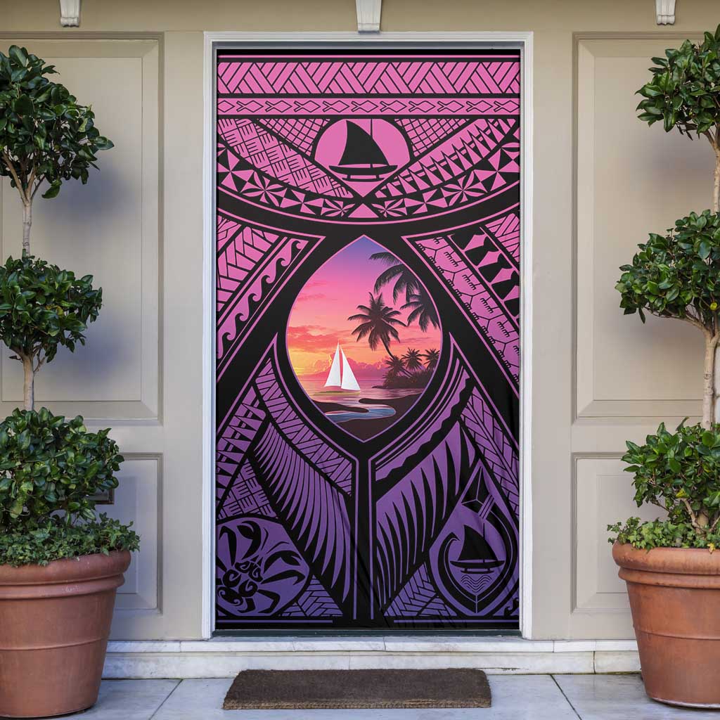 Guam Chamorro Artsy Door Cover Guahan Sunset Beach - Polynesian Pride