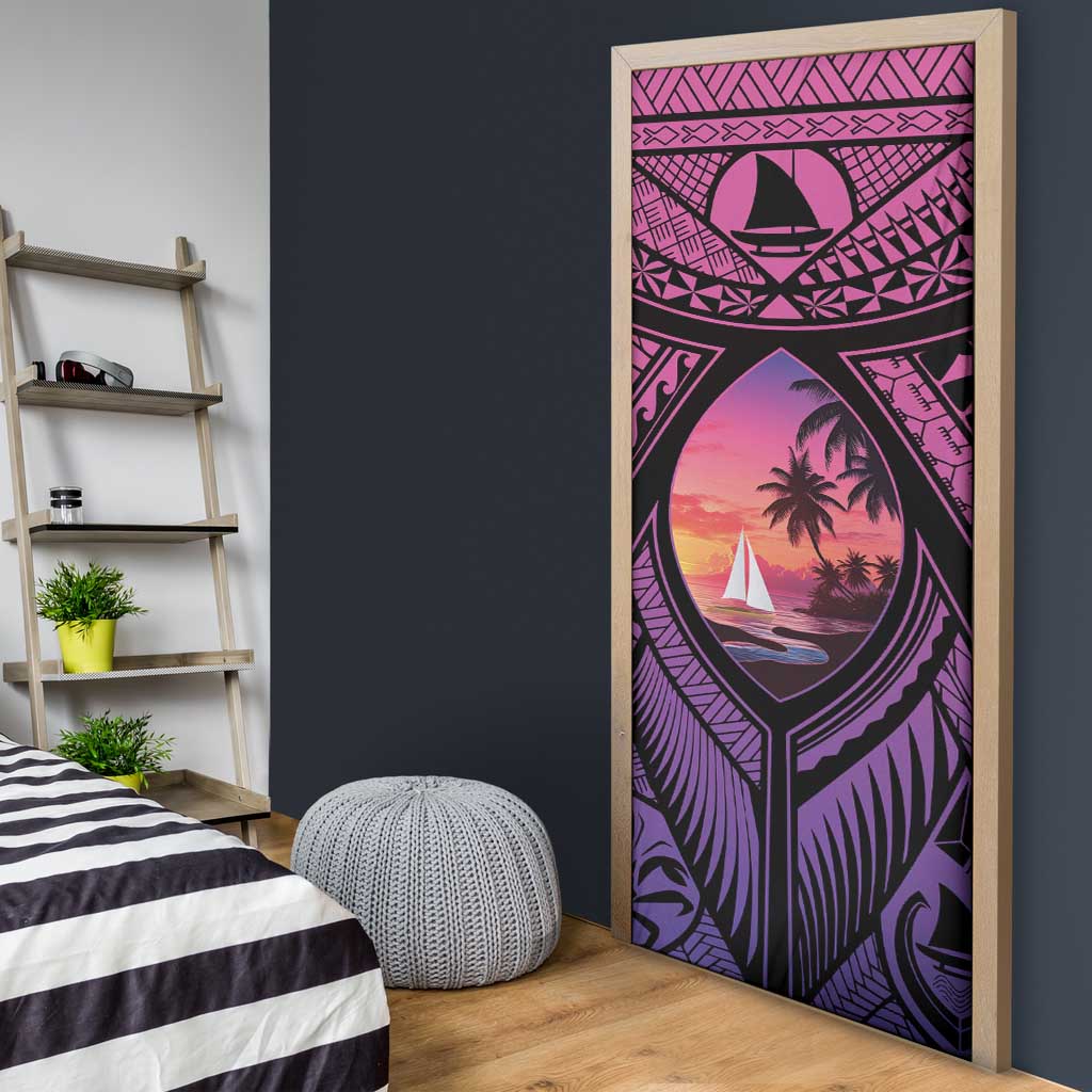 Guam Chamorro Artsy Door Cover Guahan Sunset Beach - Polynesian Pride