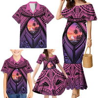 Guam Chamorro Artsy Family Matching Mermaid Dress and Hawaiian Shirt Guahan Sunset Beach