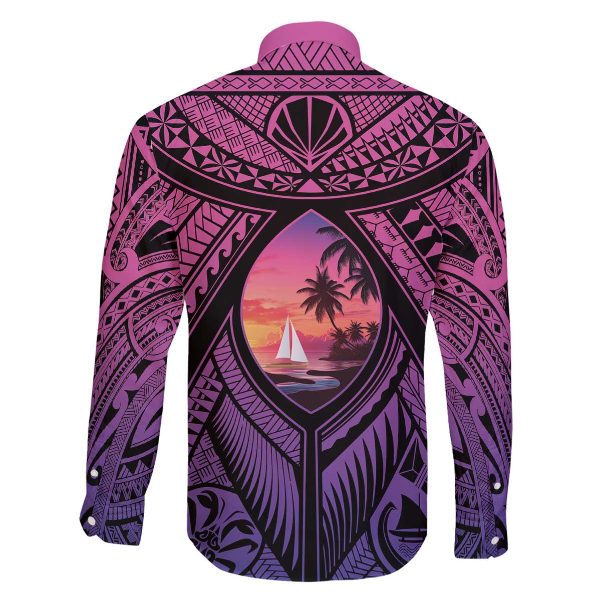 Guam Chamorro Artsy Family Matching Off The Shoulder Long Sleeve Dress and Hawaiian Shirt Guahan Sunset Beach