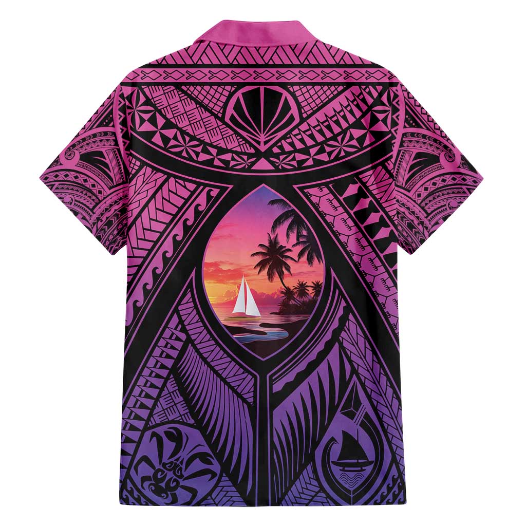 Guam Chamorro Artsy Family Matching Puletasi and Hawaiian Shirt Guahan Sunset Beach
