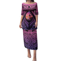 Guam Chamorro Artsy Family Matching Puletasi and Hawaiian Shirt Guahan Sunset Beach