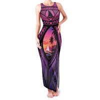 Guam Chamorro Artsy Family Matching Tank Maxi Dress and Hawaiian Shirt Guahan Sunset Beach