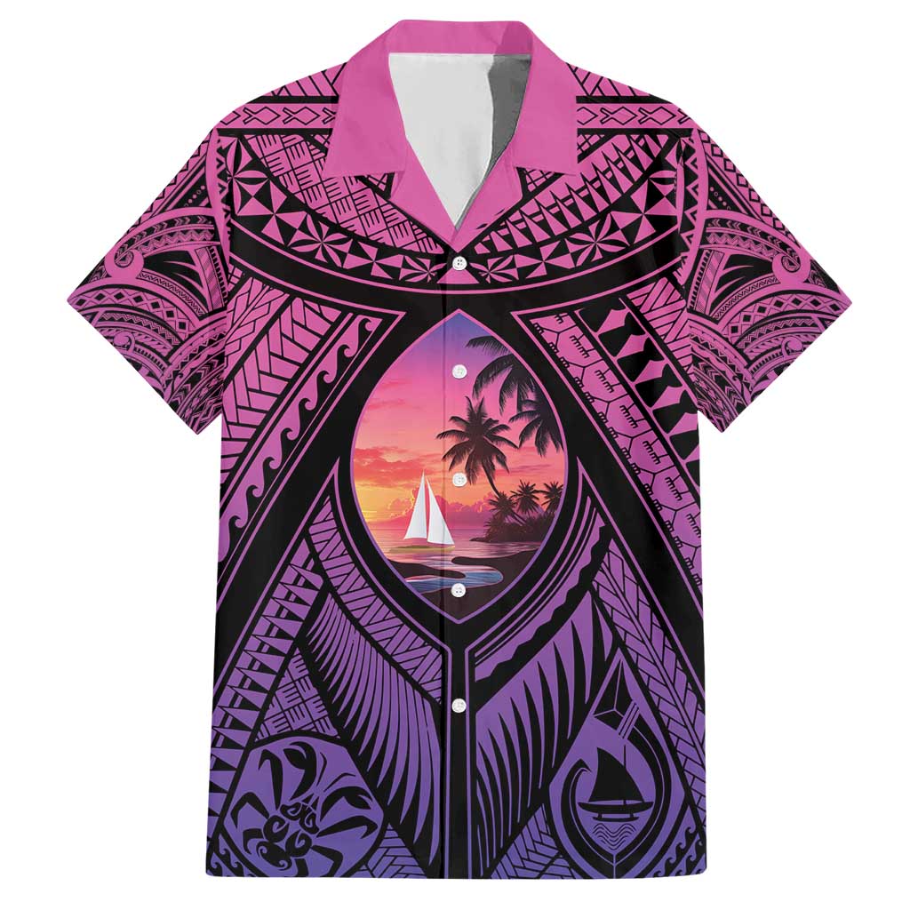 Guam Chamorro Artsy Hawaiian Shirt Guahan Sunset Beach