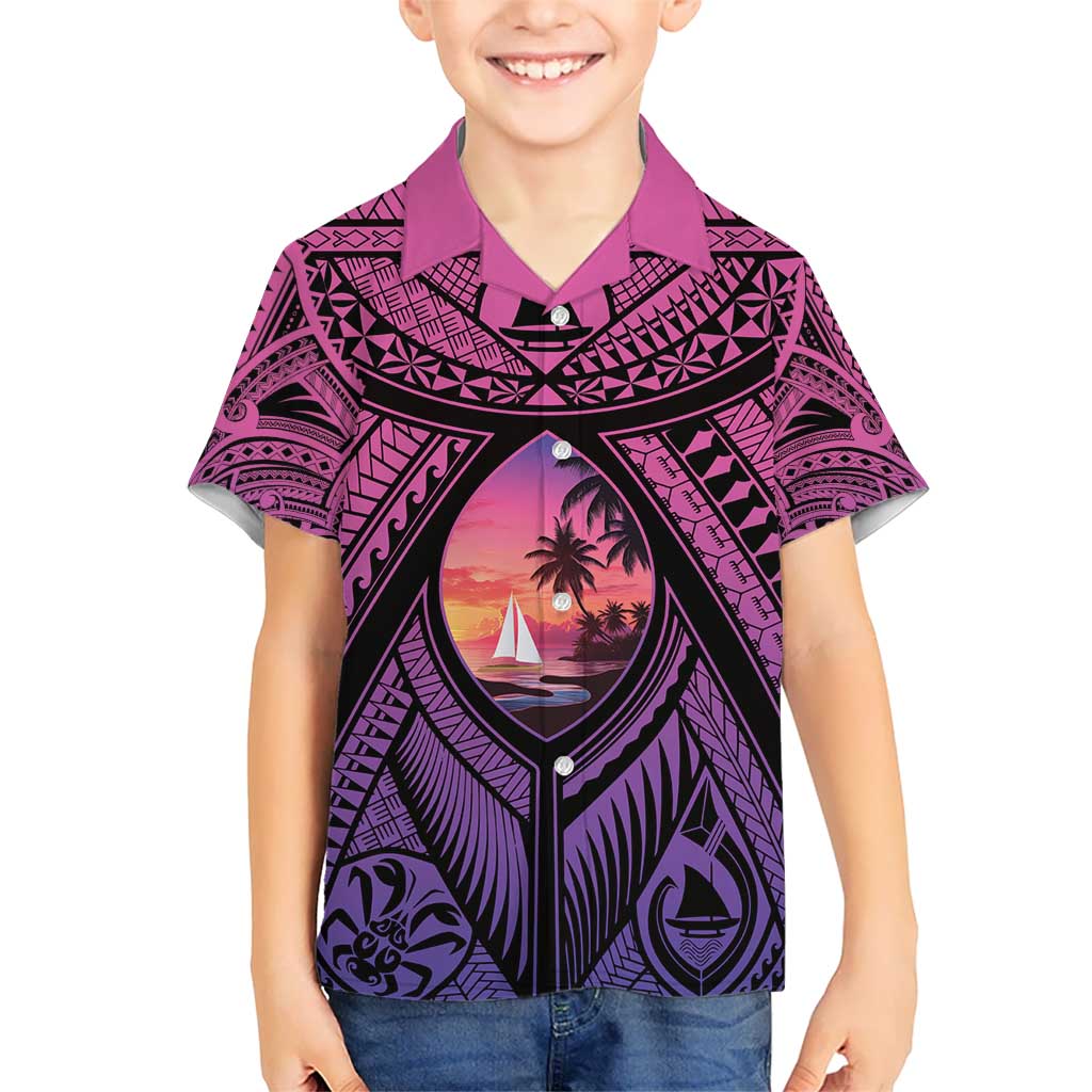 Guam Chamorro Artsy Kid Hawaiian Shirt Guahan Sunset Beach