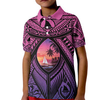 Guam Chamorro Artsy Kid Polo Shirt Guahan Sunset Beach