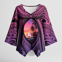Guam Chamorro Artsy Kimono Sleeve Blouse Guahan Sunset Beach - Polynesian Pride