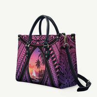 Guam Chamorro Artsy Leather Bag Guahan Sunset Beach - Polynesian Pride