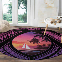 Guam Chamorro Artsy Round Carpet Guahan Sunset Beach
