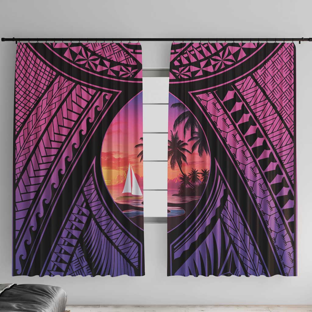 Guam Chamorro Artsy Window Curtain Guahan Sunset Beach