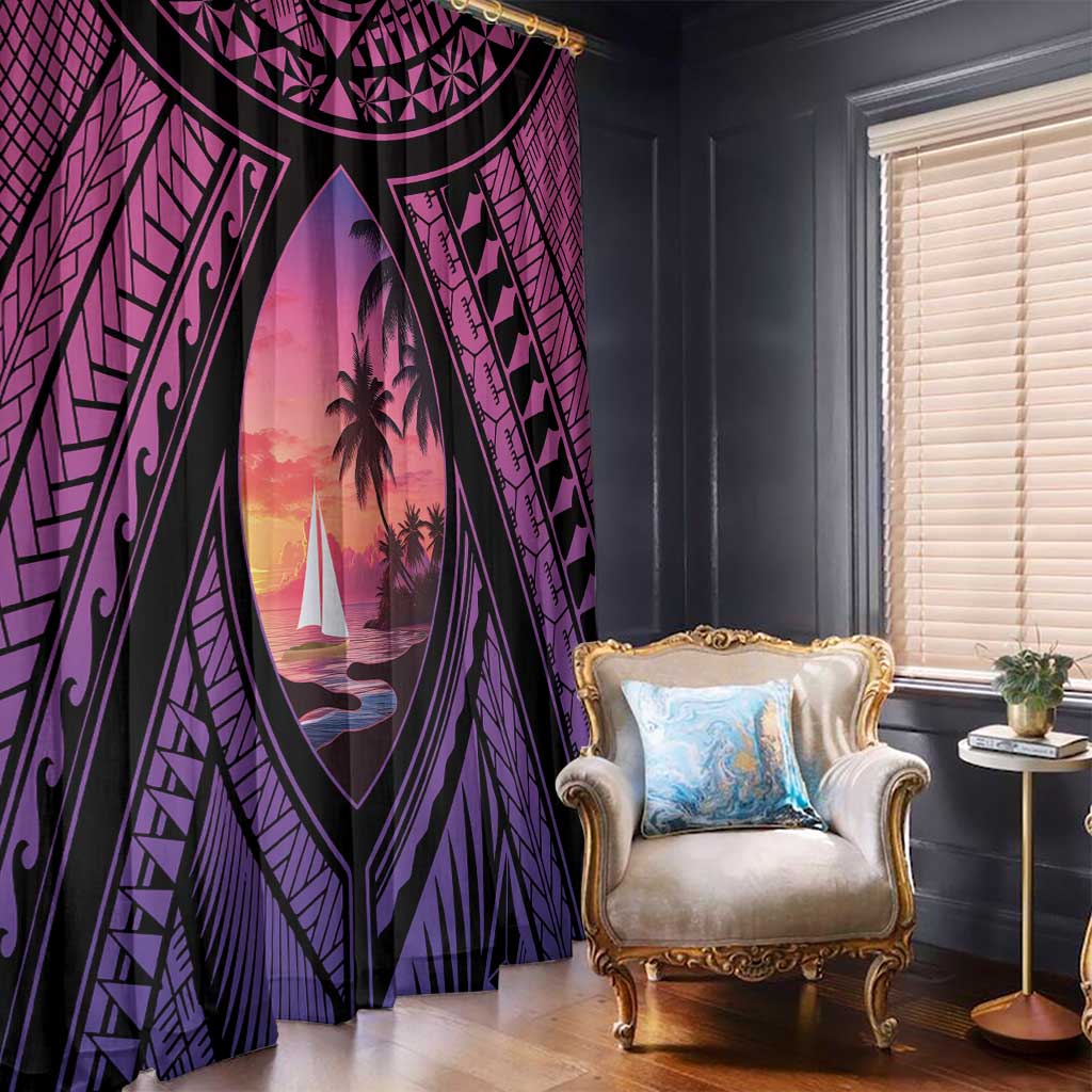 Guam Chamorro Artsy Window Curtain Guahan Sunset Beach