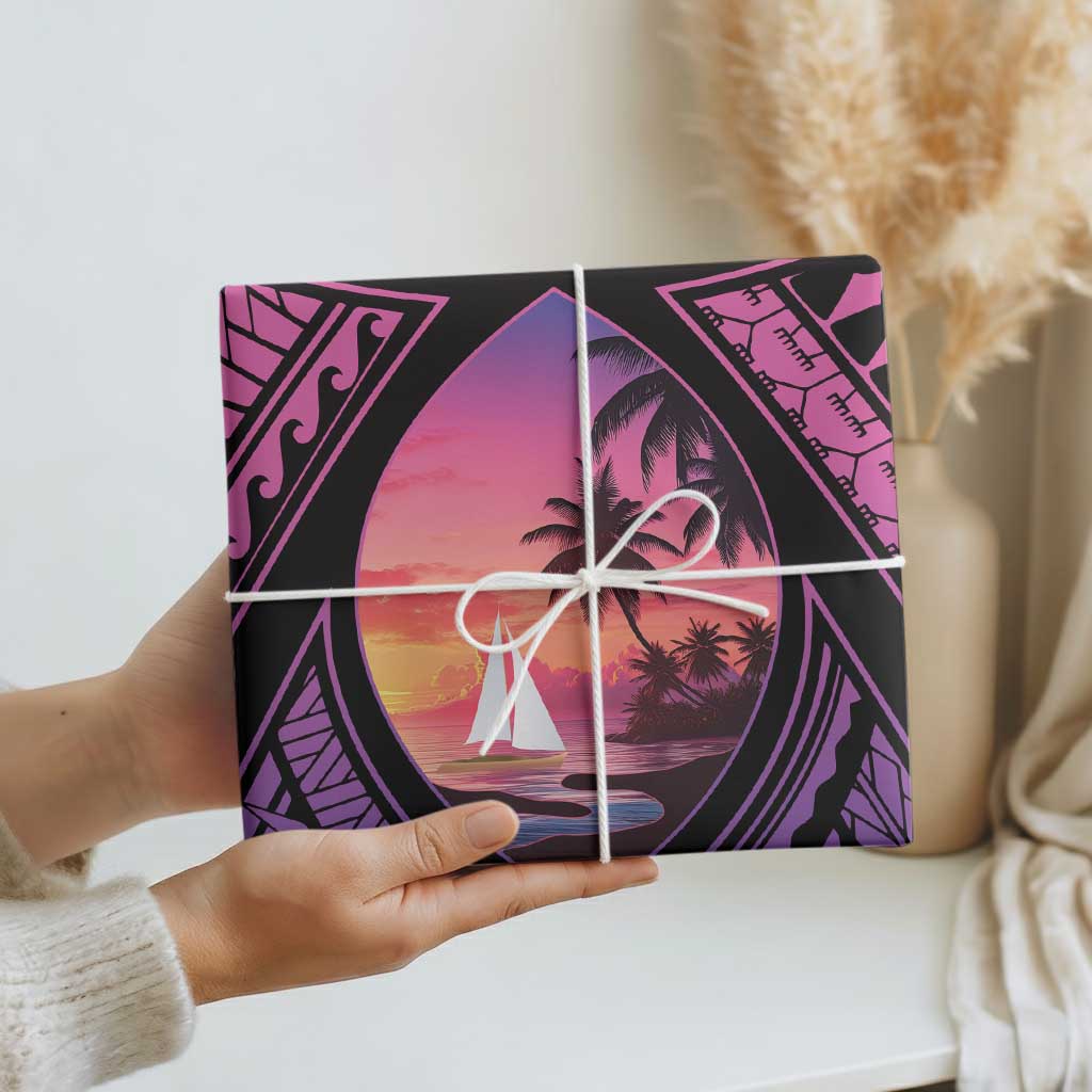 Guam Chamorro Artsy Wrapping Paper Guahan Sunset Beach - Polynesian Pride