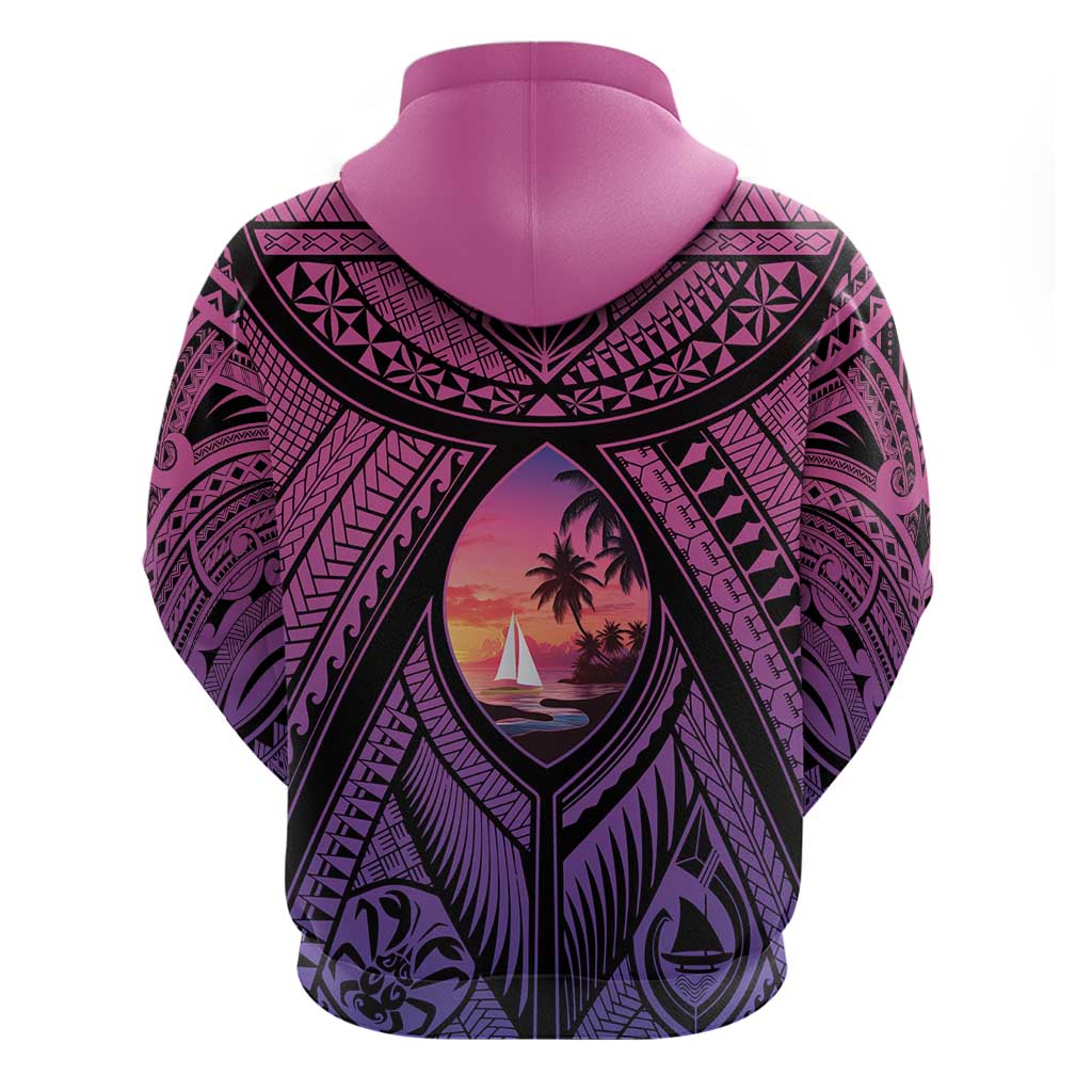Guam Chamorro Artsy Zip Hoodie Guahan Sunset Beach