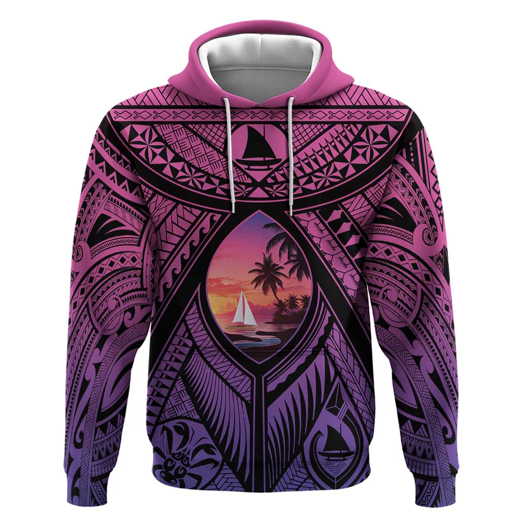 Guam Chamorro Artsy Zip Hoodie Guahan Sunset Beach