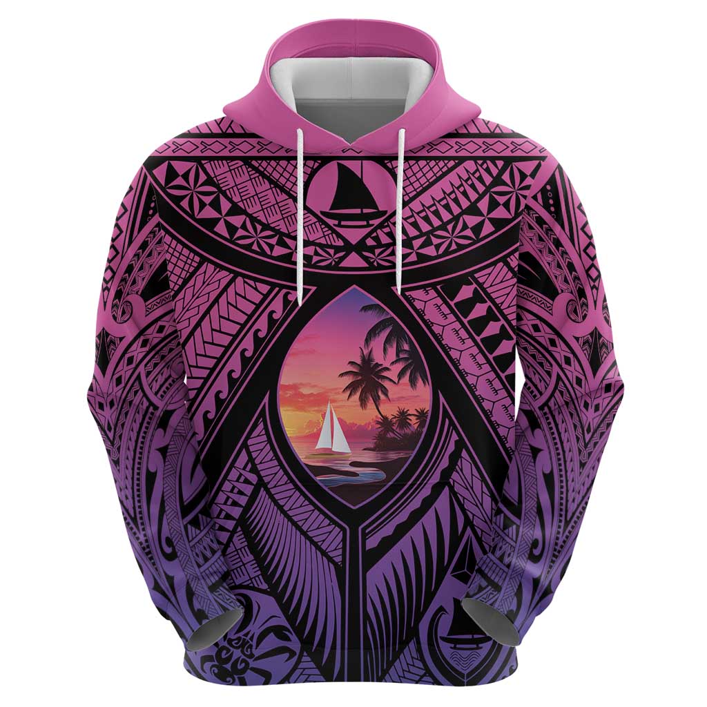 Guam Chamorro Artsy Zip Hoodie Guahan Sunset Beach