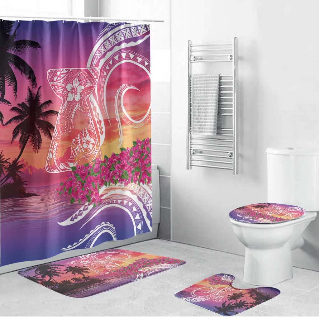 Guam Latte Stone with Map Bathroom Set Bougainvillea Beach Sunset - Polynesian Pride