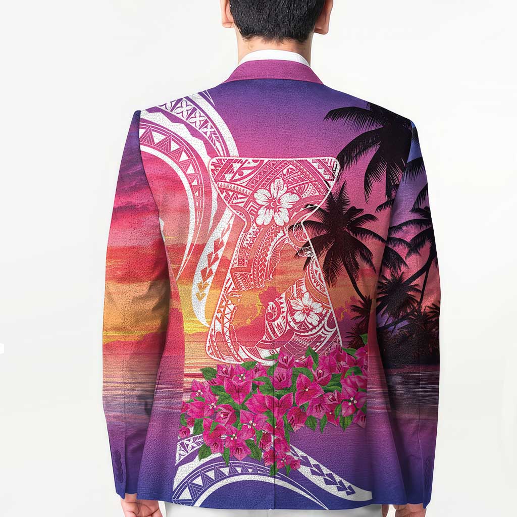 Guam Latte Stone with Map Blazer Bougainvillea Beach Sunset - Polynesian Pride